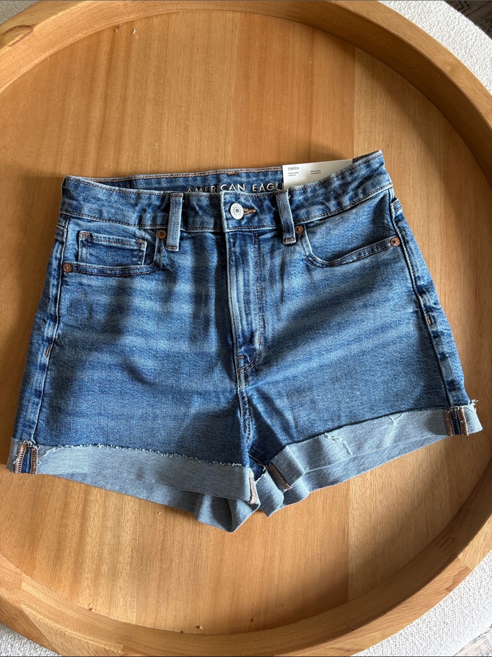 American Eagle Outfitters Light Blue Rolled Hem Denim Shorts
